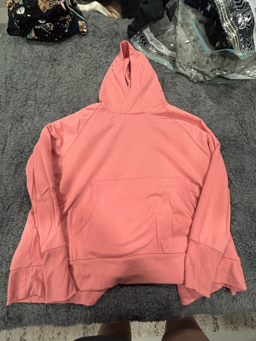 Dusty Rose athletic hoodie with open back